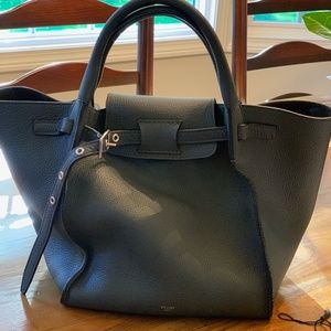 CELINE Small Big Bag with Long Strap in Supple Grained Calfskin Anthracite